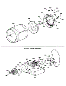 04 - Blower & Drive Assembly parts for Ge Dryer DDE4100SBLWH from AppliancePartsPros.com