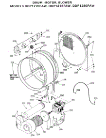 02 - Drum, Motor, Blower parts for Ge Dryer DDP1275FAW from AppliancePartsPros.com