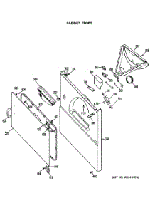 03 - Cabinet Front parts for Ge Dryer DRB1555RAL from AppliancePartsPros.com