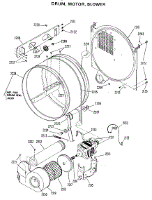 03 - Drum, Motor, Blower parts for Ge Dryer DDP1270CAW from AppliancePartsPros.com