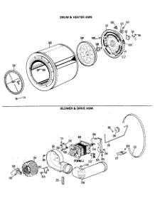 04 - Drum & Heater Asm. parts for Ge Dryer DDE7208MXL from AppliancePartsPros.com