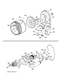 02 - Drum, Duct, Blower & Drive Assembly parts for Ge Dryer DCCB330GV0AC from AppliancePartsPros.com