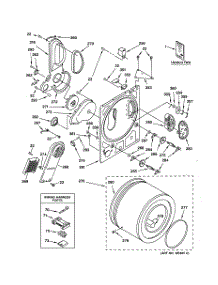 02 - Back Panel & Drum parts for Ge Dryer DSKP233EW0WH from AppliancePartsPros.com