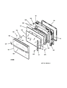 03 - Oven Door parts for Ge Range JMS08BA1WH from AppliancePartsPros.com