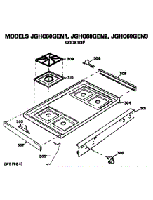 Cooktop parts for Ge Range JGHC60GEN1 from AppliancePartsPros.com