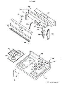 03 - Cooktop parts for Ge Range LGB146GET2AD from AppliancePartsPros.com