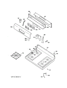 02 - Control Panel & Cooktop parts for Ge Range JGBP25WEL2WW from AppliancePartsPros.com