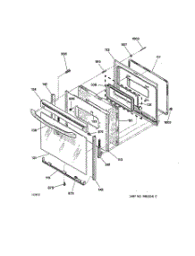 04 - Oven Door parts for Ge Range JBP24WB4WW from AppliancePartsPros.com