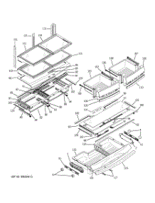 05 - Fresh Food Shelves parts for Ge Refrigerator PDSF5NBXBBB from AppliancePartsPros.com