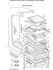 05 - Fresh Food Shelves parts for Ge Refrigerator TFX27PFXBAA from AppliancePartsPros.com