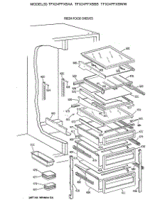 05 - Fresh Food Shelves parts for Ge Refrigerator TFX24PFXBWW from AppliancePartsPros.com