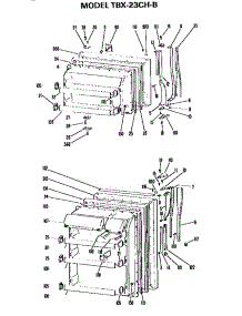 Doors parts for Ge Refrigerator TBX23CHB from AppliancePartsPros.com