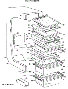 05 - Fresh Food Section parts for Ge Refrigerator TFEW24RRAWH from AppliancePartsPros.com