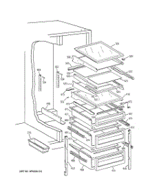 05 - Fresh Food Shelves parts for Ge Refrigerator TFJ22PRXBAA from AppliancePartsPros.com