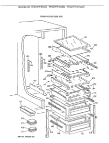 05 - Fresh Food Shelves parts for Ge Refrigerator TFX27PFXCWW from AppliancePartsPros.com