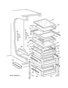 05 - Fresh Food Shelves parts for Ge Refrigerator TFK25PRBAAA from AppliancePartsPros.com