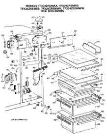 04 - Fresh Food Section parts for Ge Refrigerator TFX24ZRSMWW from AppliancePartsPros.com