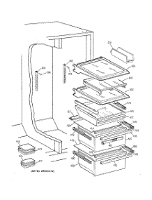 05 - Fresh Food Shelves parts for Ge Refrigerator TFK27ZFZBAA from AppliancePartsPros.com