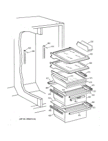 05 - Fresh Food Shelves parts for Ge Refrigerator TFK27ZRZAAA from AppliancePartsPros.com