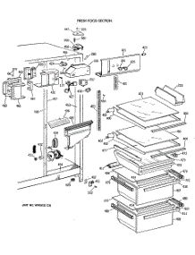 03 - Fresh Food Section parts for Ge Refrigerator TFG22ZAVAAD from AppliancePartsPros.com