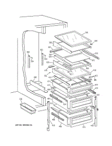05 - Fresh Food Shelves parts for Ge Refrigerator TFX25PABAWW from AppliancePartsPros.com