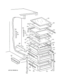 04 - Fresh Food Shelves parts for Ge Refrigerator TFG25PAYFWW from AppliancePartsPros.com