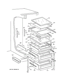 06 - Fresh Food Shelves parts for Ge Refrigerator TPS24BPCABS from AppliancePartsPros.com