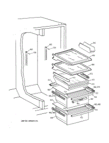 05 - Fresh Food Shelves parts for Ge Refrigerator TFX25ZPBCWW from AppliancePartsPros.com