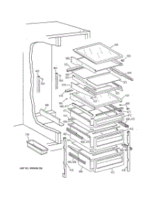 05 - Fresh Food Shelves parts for Ge Refrigerator TFG25PRBBWW from AppliancePartsPros.com