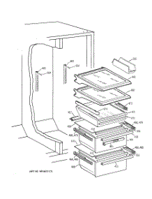 05 - Fresh Food Shelves parts for Ge Refrigerator TFX22ZPBBBB from AppliancePartsPros.com