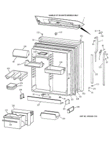 02 - Fresh Food Door parts for Ge Refrigerator TBX25PAYRRWW from AppliancePartsPros.com