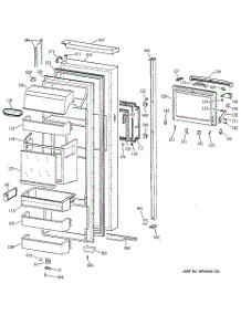 02 - Fresh Food Door parts for Ge Refrigerator TPG24BFCBWW from AppliancePartsPros.com