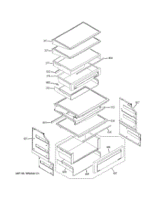 08 - Fresh Food Shelves parts for Ge Refrigerator ZSEP480DYBSS from AppliancePartsPros.com