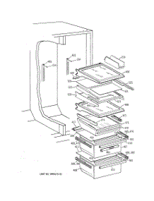 05 - Fresh Food Shelves parts for Ge Refrigerator TFS26ZPDABS from AppliancePartsPros.com