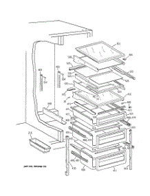 05 - Fresh Food Shelves parts for Ge Refrigerator TFK25PRBGAA from AppliancePartsPros.com