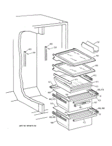 05 - Fresh Food Shelves parts for Ge Refrigerator TFX22ZPBGBB from AppliancePartsPros.com