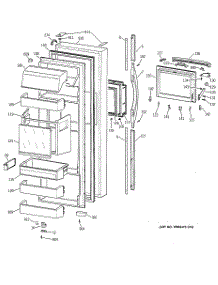 02 - Fresh Food Door parts for Ge Refrigerator MSK28DHBEAA from AppliancePartsPros.com