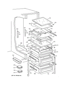 06 - Fresh Food Shelves parts for Ge Refrigerator TFG30PFCEBB from AppliancePartsPros.com