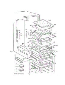 06 - Fresh Food Shelves parts for Ge Refrigerator TFG30PFCEWW from AppliancePartsPros.com