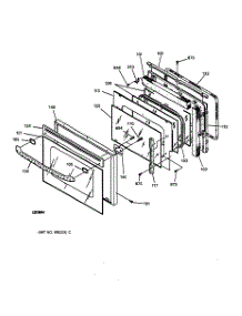 03 - Upper Door parts for Ge Oven JKP27BA2BB from AppliancePartsPros.com