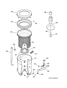 03 - Tub, Basket & Agitator parts for Ge Washer WISQ416FT8WW from AppliancePartsPros.com
