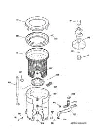 03 - Tub, Basket & Agitator parts for Ge Washer WISR106DTAWW from AppliancePartsPros.com