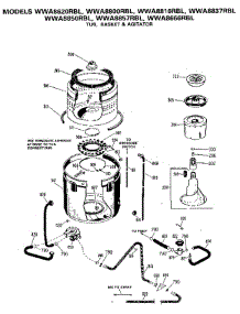 Tub, Basket & Agitator parts for Ge Washer WWA8666RBL from AppliancePartsPros.com
