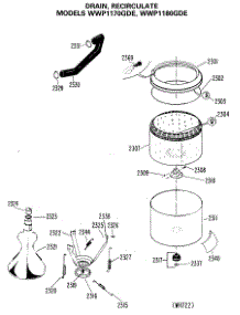 03 - Drain, Recirculate parts for Ge Washer WWP1170GDE from AppliancePartsPros.com