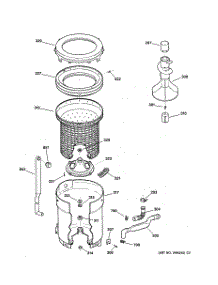 03 - Tub, Basket & Agitator parts for Ge Washer WMSR2100TBWW from AppliancePartsPros.com