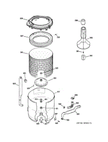 03 - Tub, Basket & Agitator parts for Ge Washer WBB2090F1WW from AppliancePartsPros.com