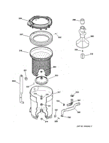 03 - Tub, Basket & Agitator parts for Ge Washer WWSE6260B3WW from AppliancePartsPros.com