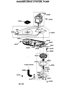 02 - Washer Drive System, Pump parts for Ge Washer Dryer Combo WSM2400LAE from AppliancePartsPros.com