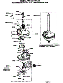Transmission, Water Seal And Lower Bearing Assembly parts for Ge Washer Dryer Combo WSM2400LDB from AppliancePartsPros.com