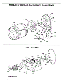 02 - Blower & Drive Assembly parts for Ge Dryer DLL1550SBLWH from AppliancePartsPros.com